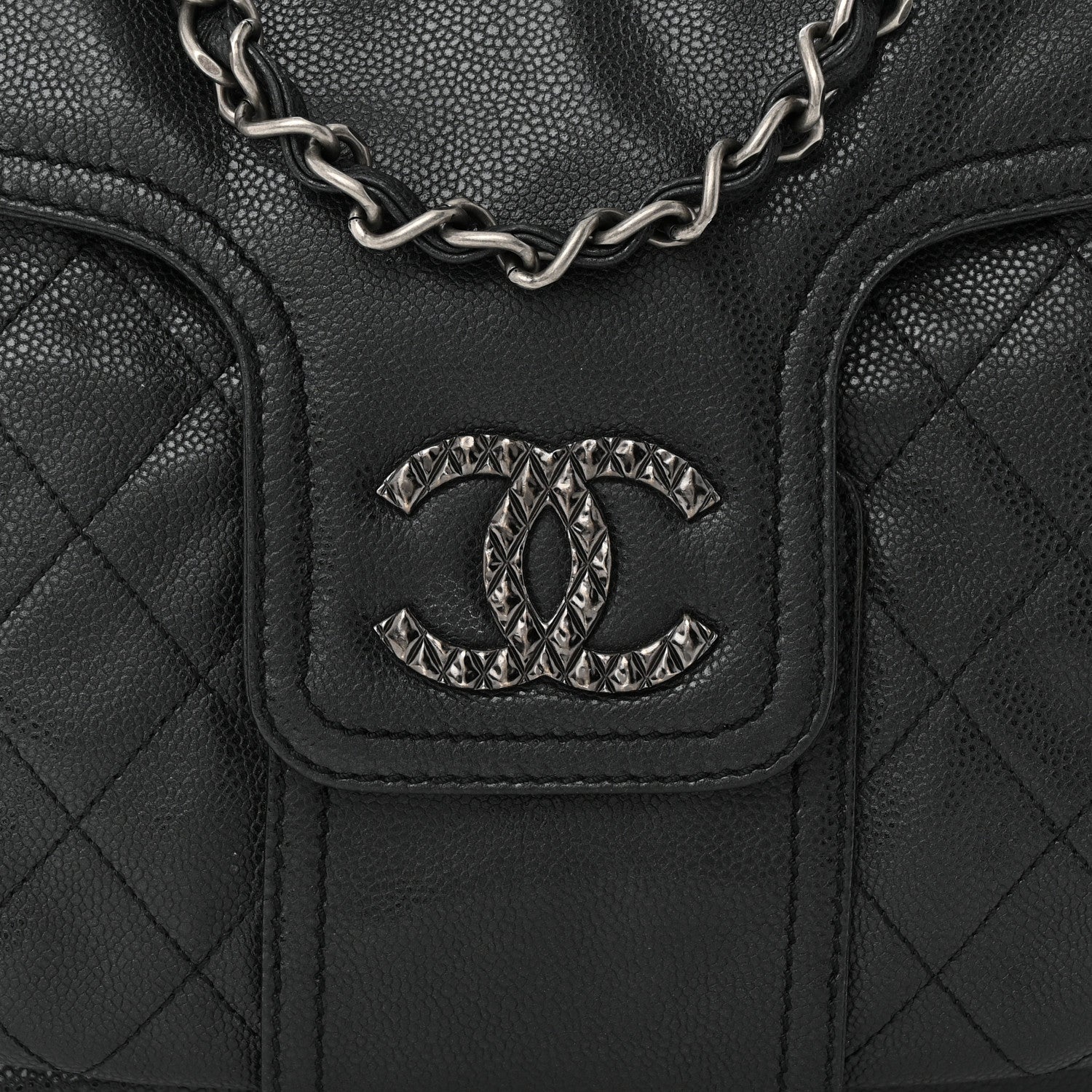Chanel Glazed Caviar Coco Rider Flap Hobo Dark Grey 8 of 10