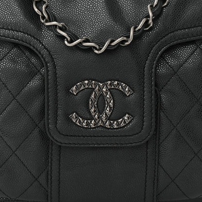 Chanel Glazed Caviar Coco Rider Flap Hobo Dark Grey 8 of 10