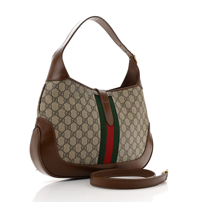 Gucci GG Supreme Monogram Azalea Calfskin Web Medium Jackie 1961 Hobo Beige Ebony Brown Sugar 3 of 11