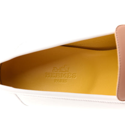 Hermes Calfskin Womens Paris Loafers 36.5 White Bois De Santal 8 of 11