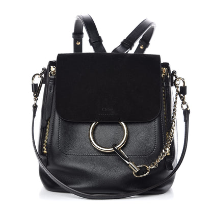 Chloe Suede Calfskin Small Faye Backpack Black 1 of 8