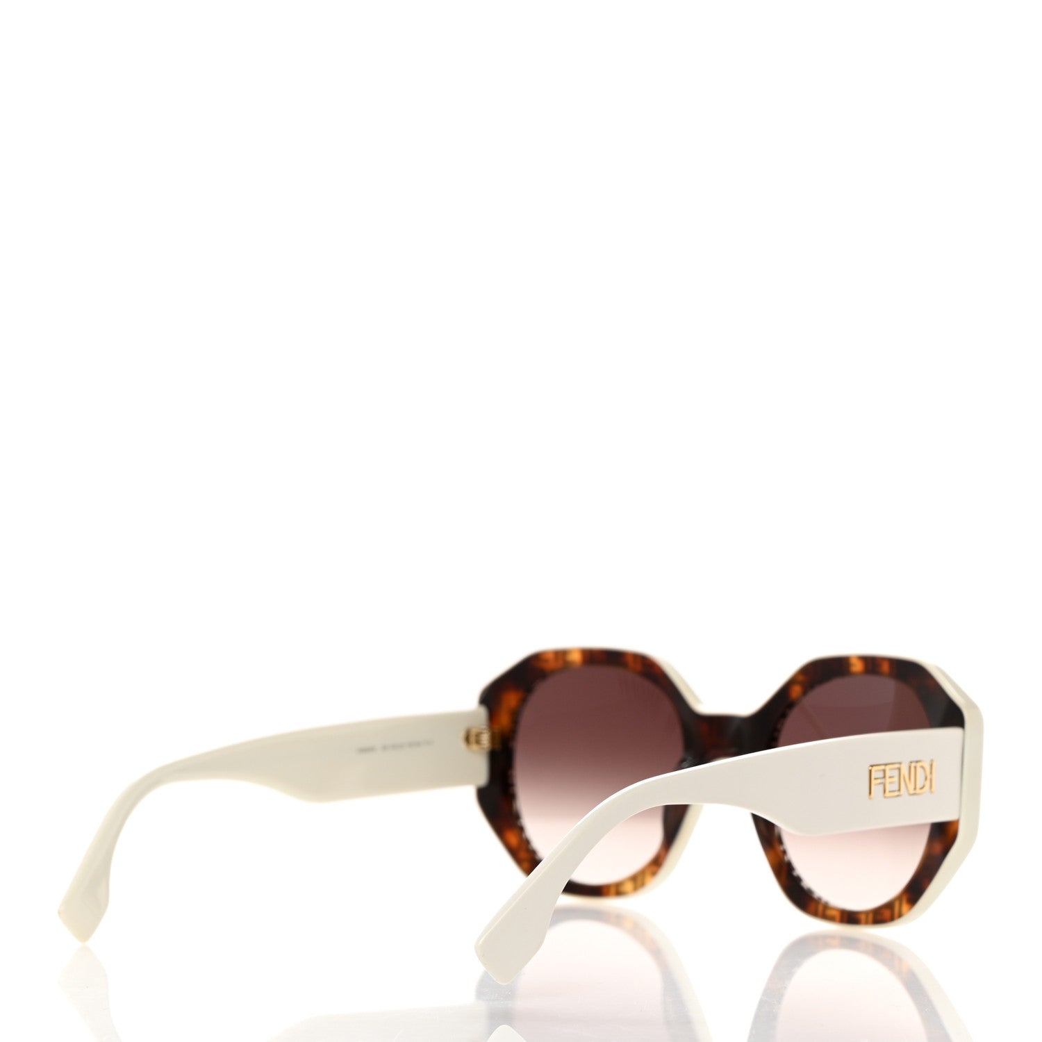 Fendi Acetate Hexagonal Fendi Bold Sunglasses FE40045I Havana White 4 of 7