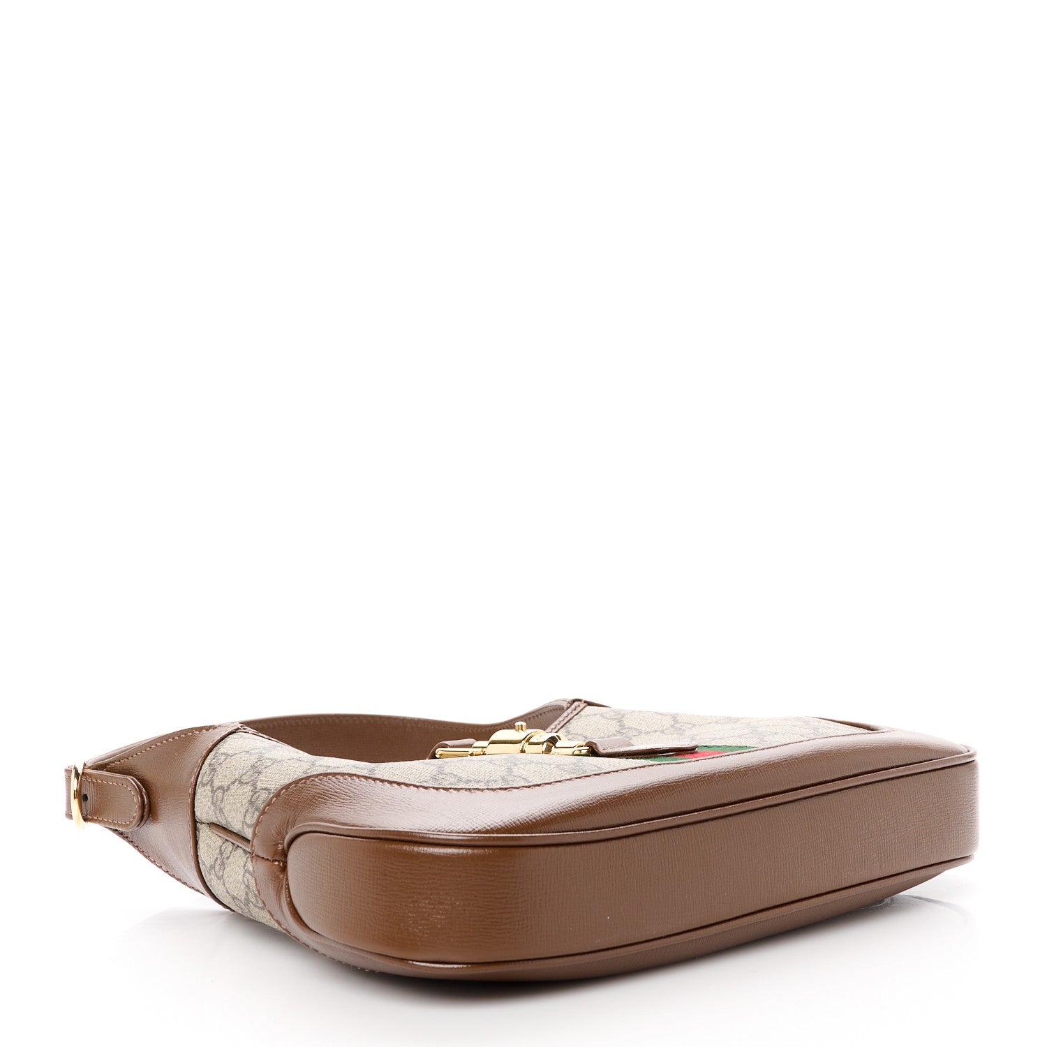 Gucci GG Supreme Monogram Azalea Calfskin Web Small Jackie 1961 Hobo Beige Ebony Brown Sugar 4 of 11