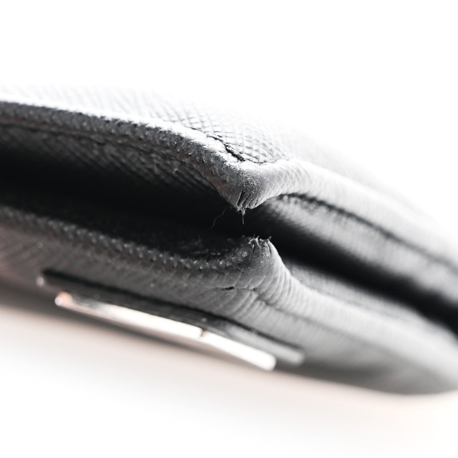 Prada Saffiano Triangle Bi-Fold Wallet Black 10 of 12