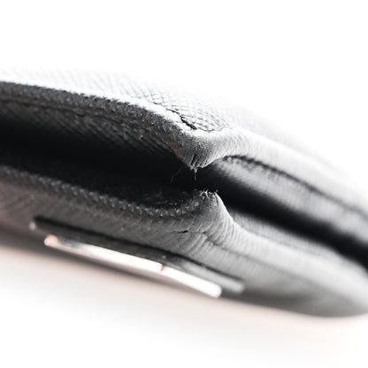 Prada Saffiano Triangle Bi-Fold Wallet Black 10 of 12