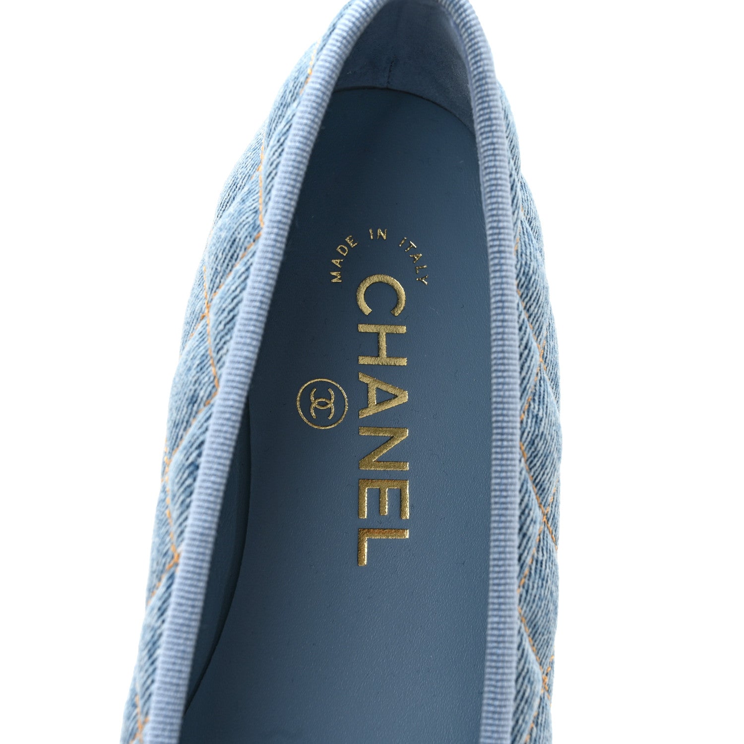 Chanel Denim Quilted CC Cap Toe Ballerina Flats 36 Light Blue 7 of 10