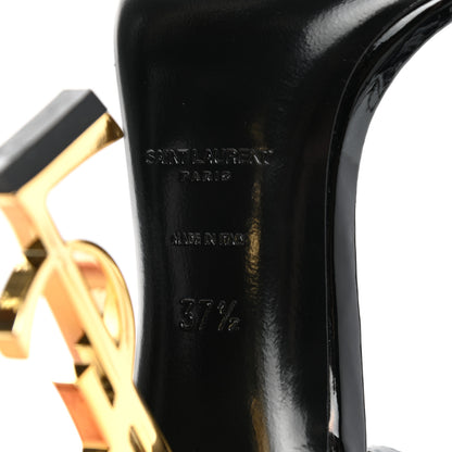 Saint Laurent Patent Calfskin Opyum 110 Sandals 37.5 Black Gold 6 of 10