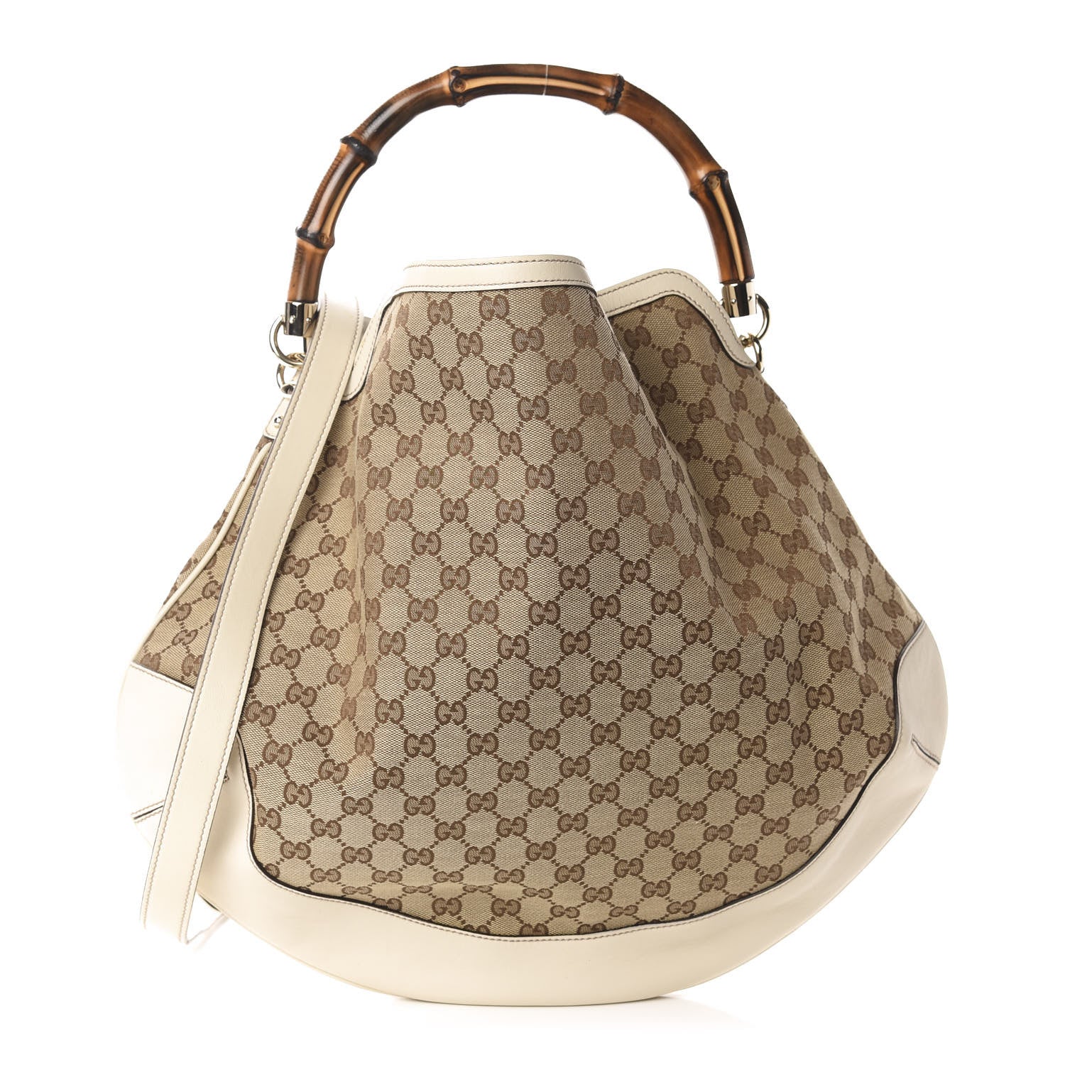Gucci Monogram Peggy Bamboo Top Handle Bag Off White 1 of 10