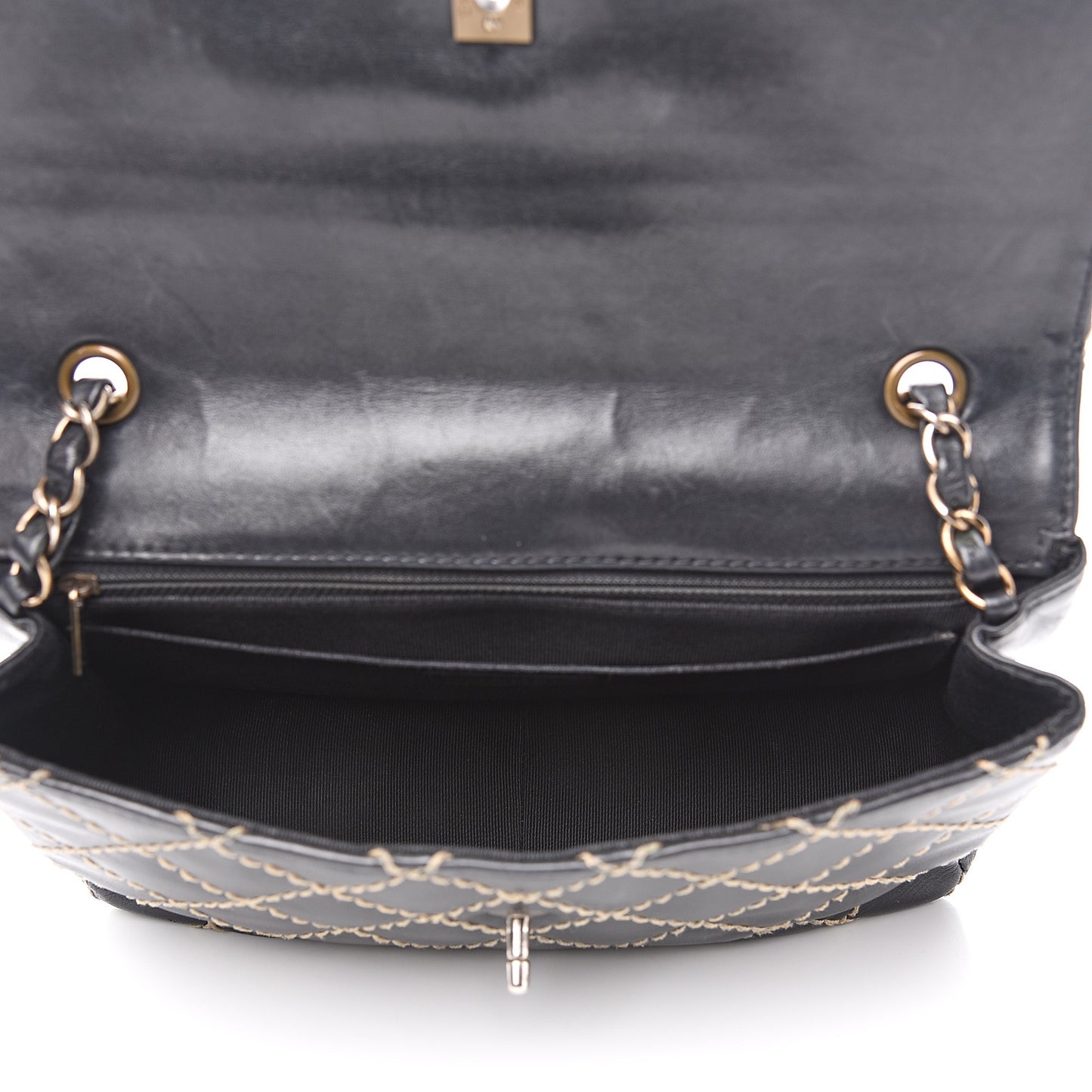 Calfskin Wild Stitch Jumbo Flap Black