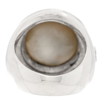 David Yurman Sterling Silver Diamond Cultured Mabe Pearl 14mm Ring 49 5 3 of 4