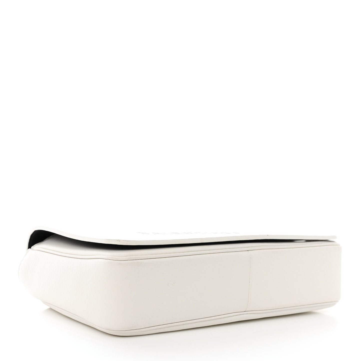 Pebbled Calfskin Logo Everyday Flap Chain Wallet White