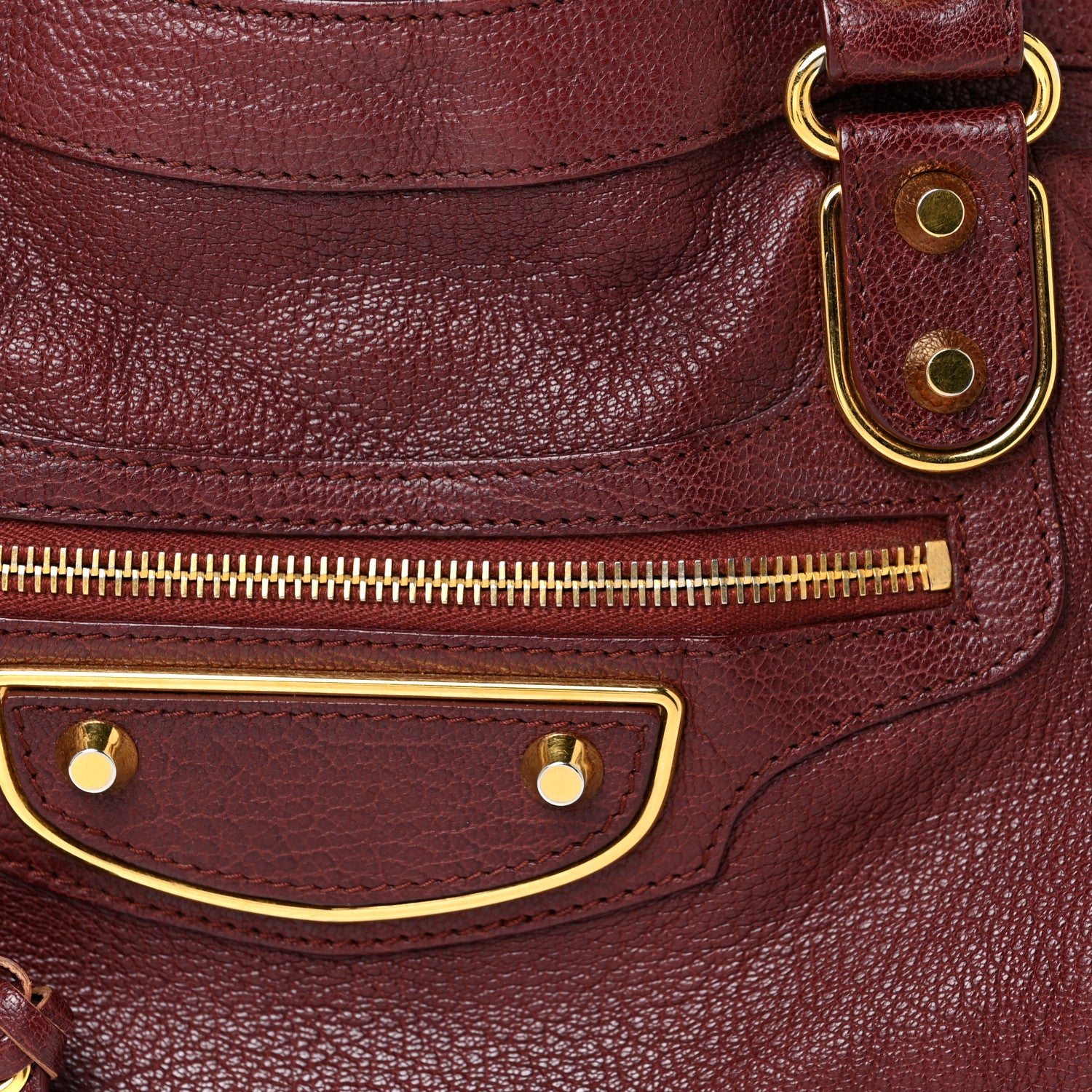 Balenciaga Chevre Gold Metallic Edge Hardware City Bordeaux 8 of 20