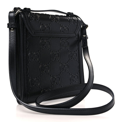 Gucci Calfskin GG Tennis Embossed Messenger Bag Black 3 of 9