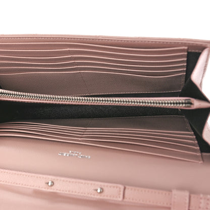 Saint Laurent Grain De Poudre Matelasse Chevron Monogram Chain Wallet Pale Pink 5 of 9