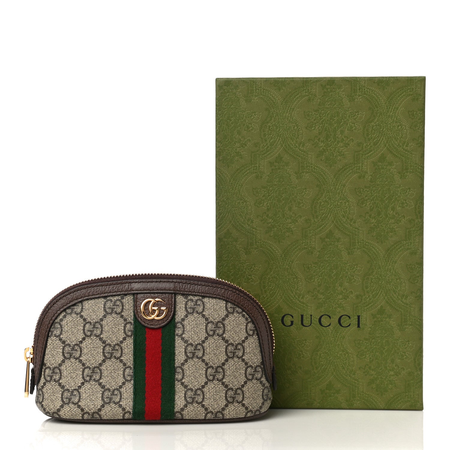 Gucci GG Supreme Monogram Textured Calfskin Web Medium Ophidia Cosmetic Case Beige Ebony New Acero 11 of 11