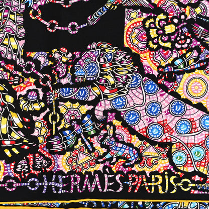 Hermes Silk La Legende de La Foret Scarf 90 Black Mauve Multicolor 2 of 4