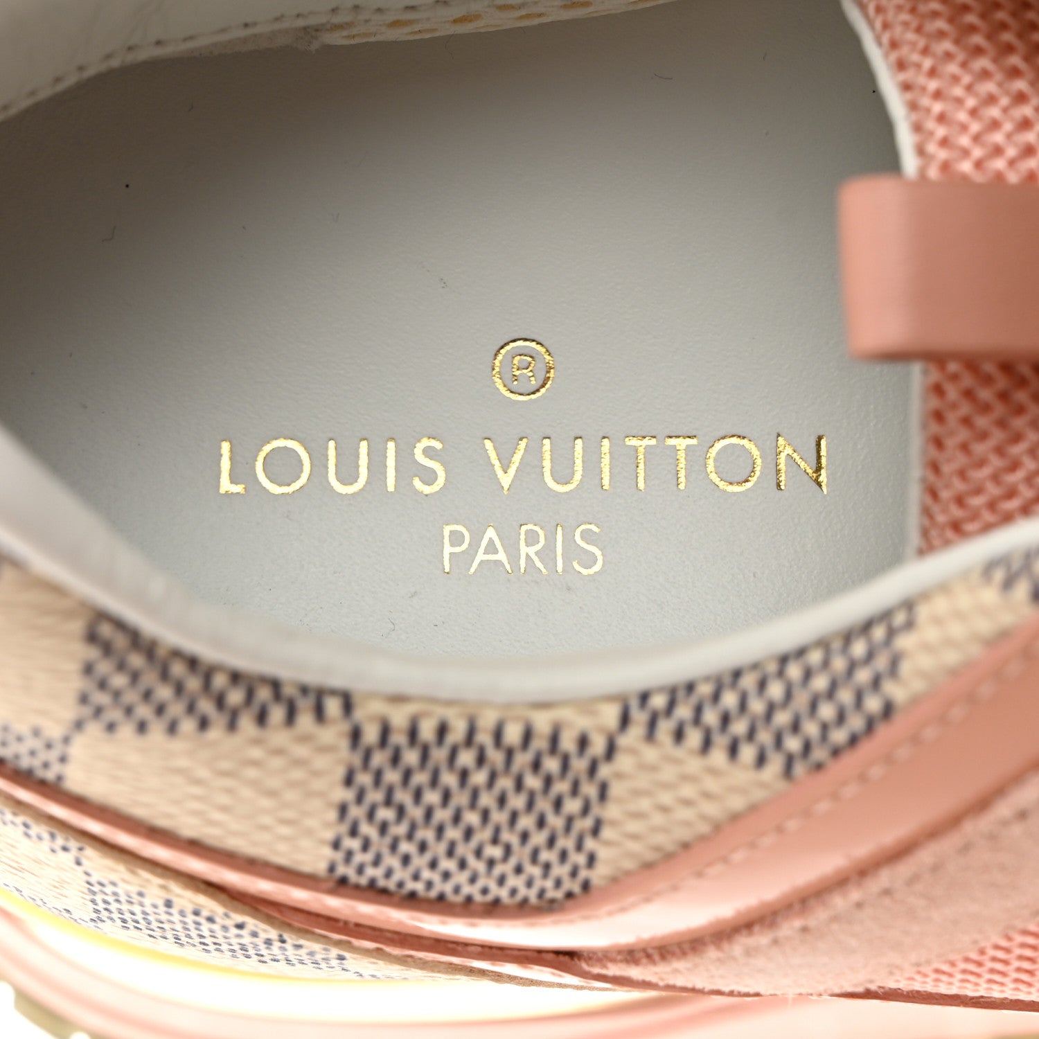 Louis Vuitton Suede Damier Azur Run Away Sneakers 38 Pink 6 of 8