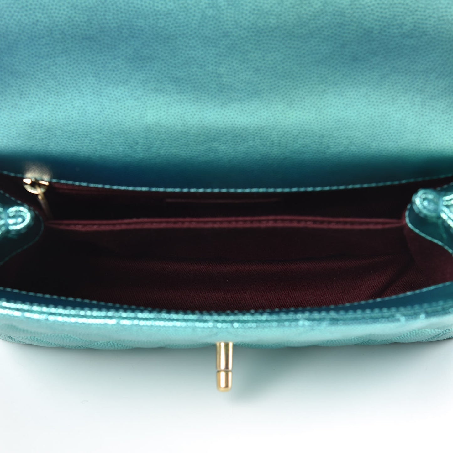 Metallic Caviar Quilted Mini Coco Handle Flap Blue
