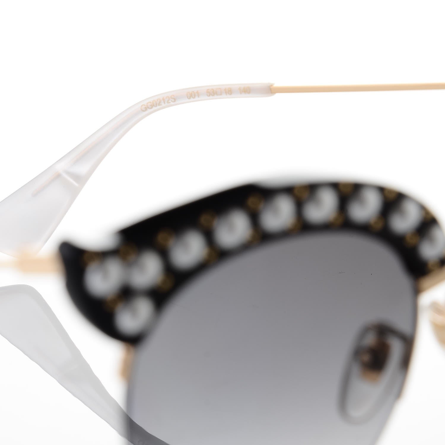 Gucci Pearl Cat Eye Sunglasses GG0212S Black 5 of 7