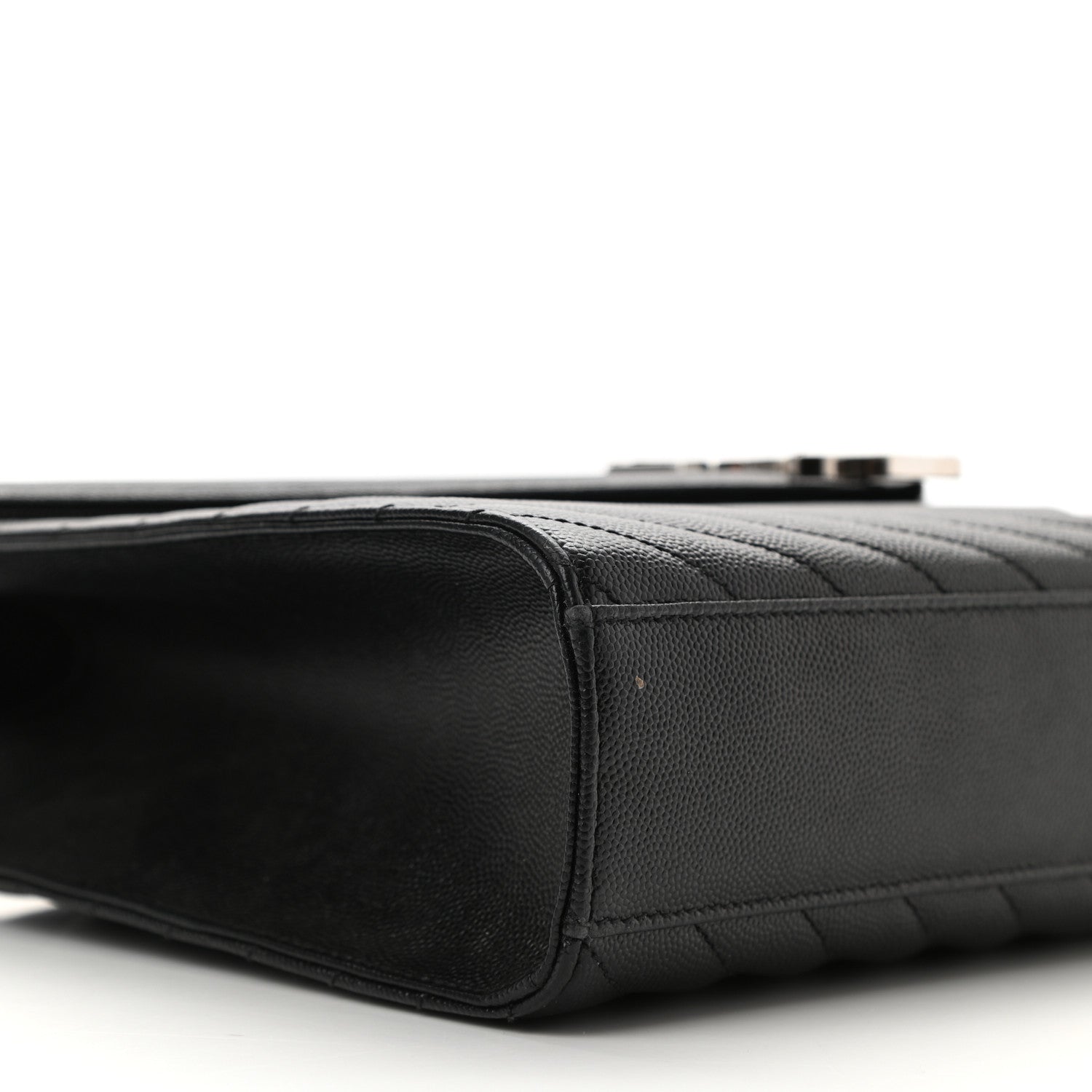 Saint Laurent Grain De Poudre Matelasse Chevron Large Monogram Satchel Black 9 of 10