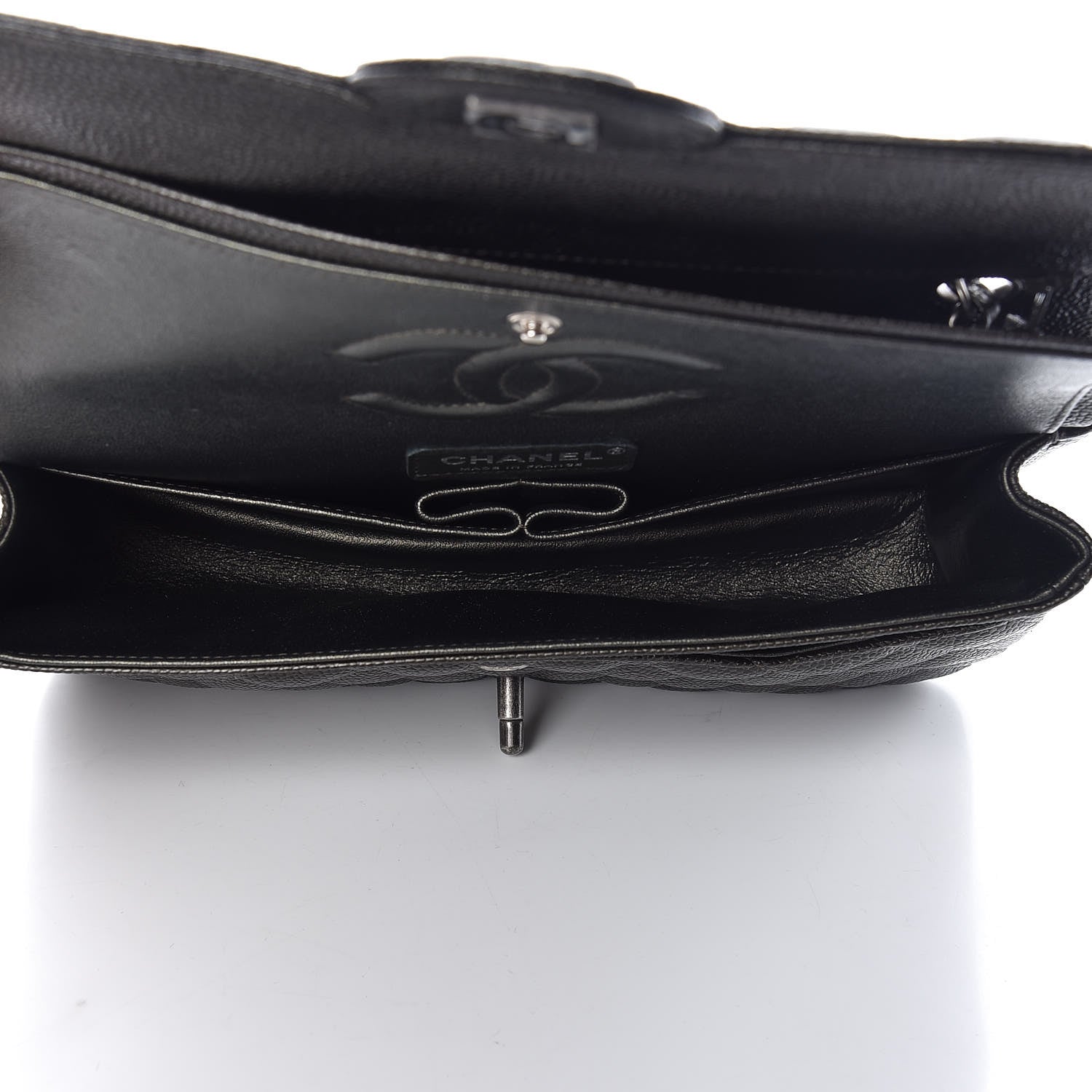Chanel Metallic Caviar Quilted Medium Double Flap Dark Charcoal 5 of 8