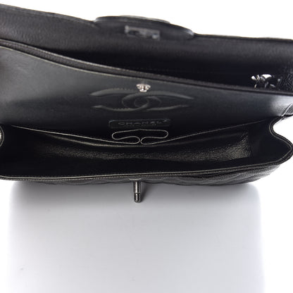 Chanel Metallic Caviar Quilted Medium Double Flap Dark Charcoal 5 of 8