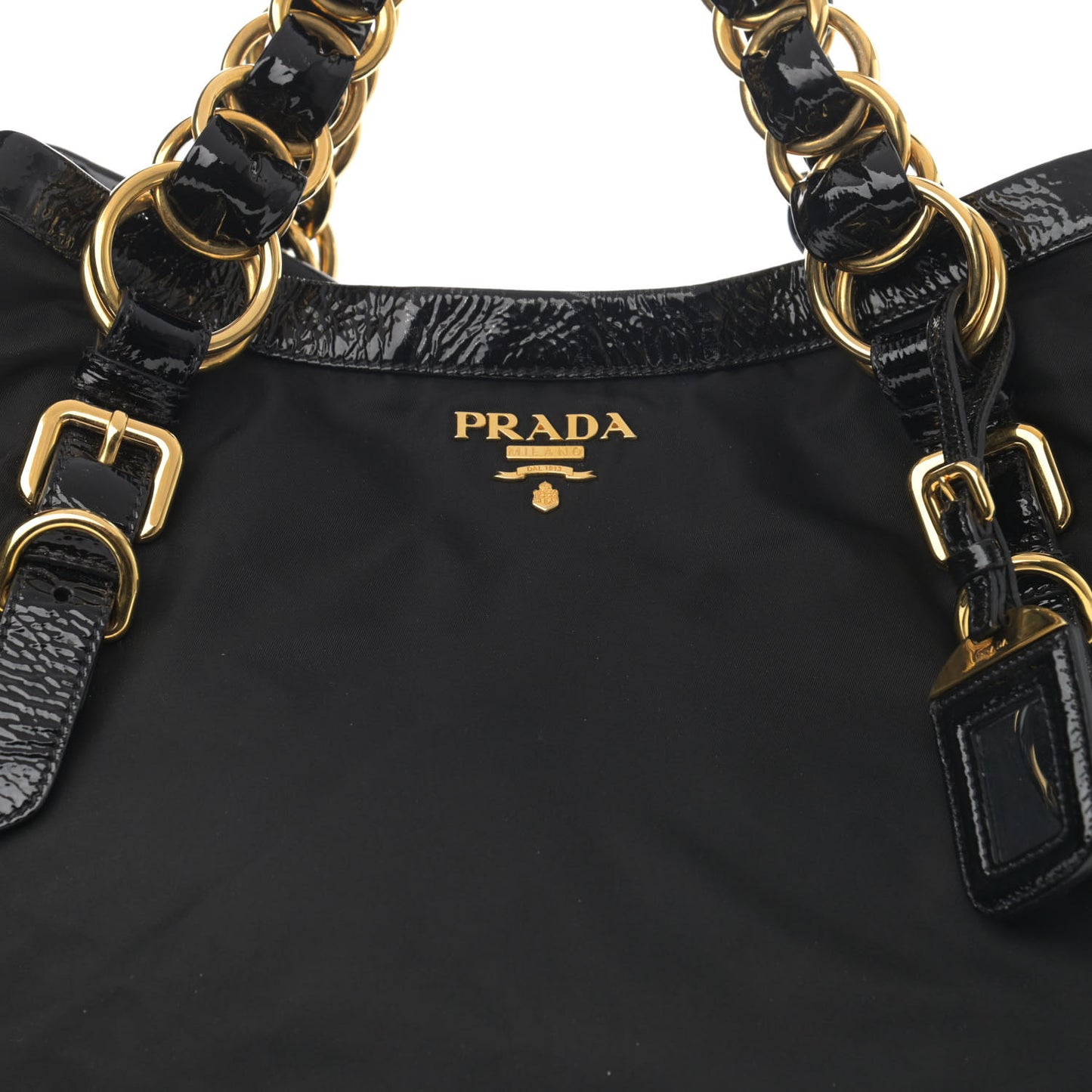 Tessuto Nylon Chain Shoulder Bag Nero Black