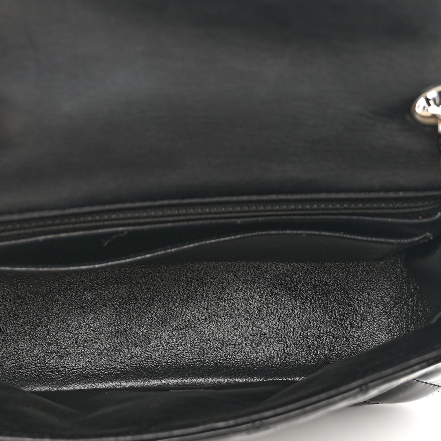 Patent Calfskin Quilted Mini Rectangular Flap Black