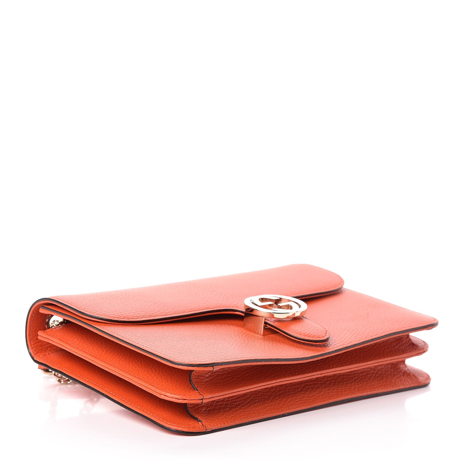 Gucci Dollar Calfskin Interlocking G Shoulder Bag Sun Orange 4 of 10