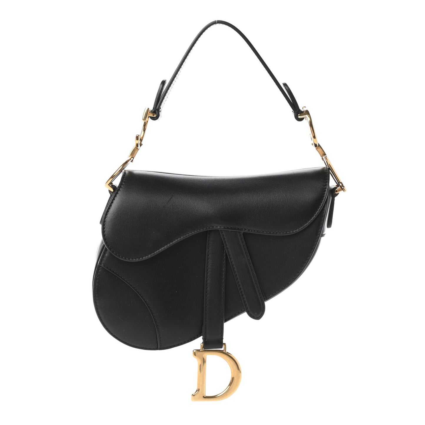 Calfskin Mini Saddle Bag Black