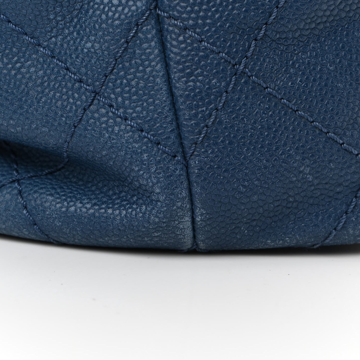 Grained Calfskin Quilted Small Daily Shopping Tote Blue