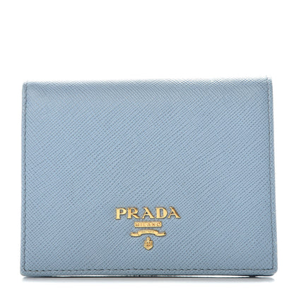 Prada Saffiano Metal Bi-Fold Wallet Astrale Mare 1 of 7