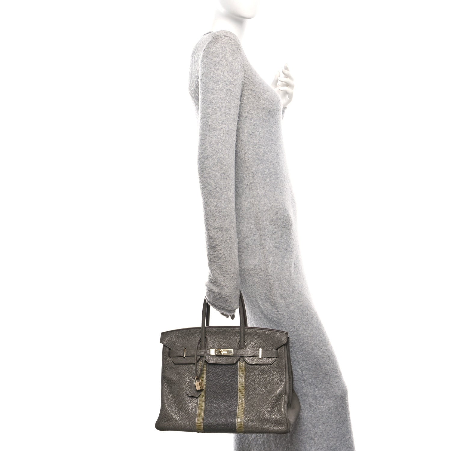 Hermes Taurillon Clemence Lizard Club Birkin 35 Etain Graphite 2 of 10