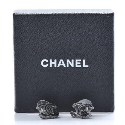 Chanel Enamel CC Camellia Earrings Ruthenium 5 of 5