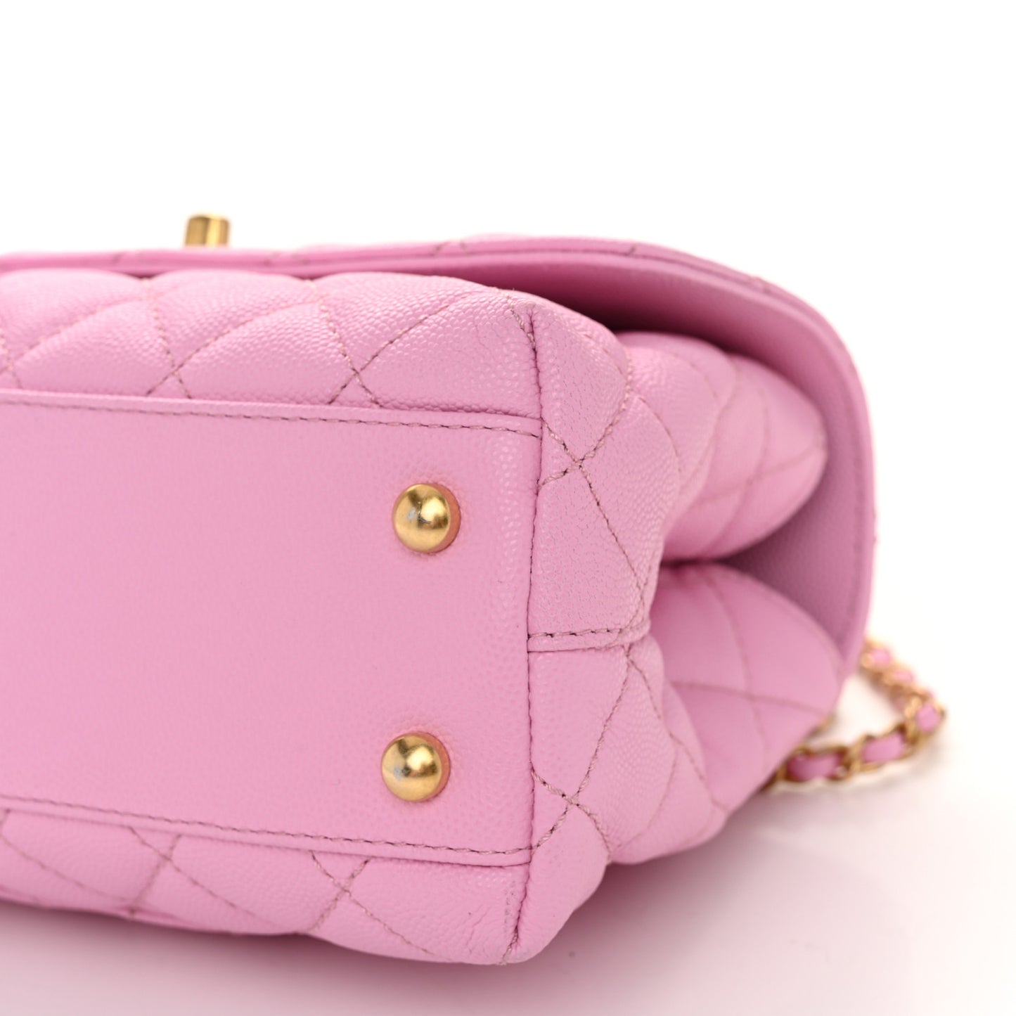 Caviar Quilted Mini Coco Chain Handle Flap Pink