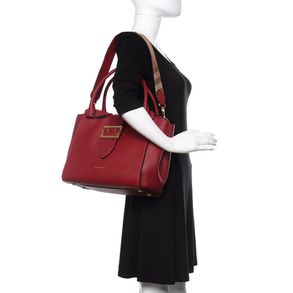 Burberry Soft Grain Calfskin Medium Buckle Tote Parade Red 2 of 10