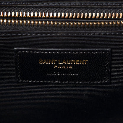 Saint Laurent Grain De Poudre Matelasse Chevron Large Monogram Satchel Black 6 of 11