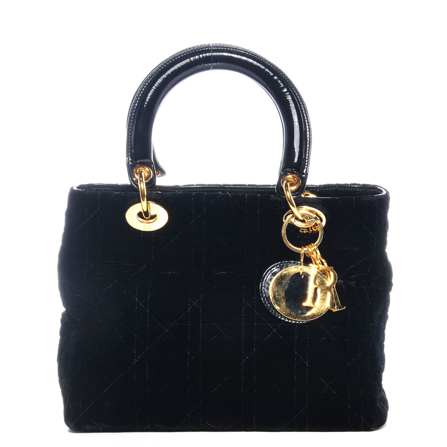 Velvet Cannage Medium Lady Dior Black