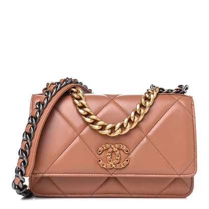 Chanel Lambskin Quilted Chanel 19 Wallet On Chain WOC Brown 1 of 6