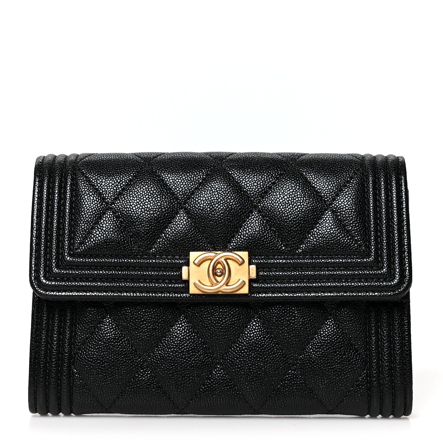 Chanel Caviar Quilted Medium Boy Flap Wallet Black 1 of 9