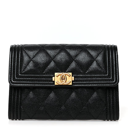 Chanel Caviar Quilted Medium Boy Flap Wallet Black 1 of 9