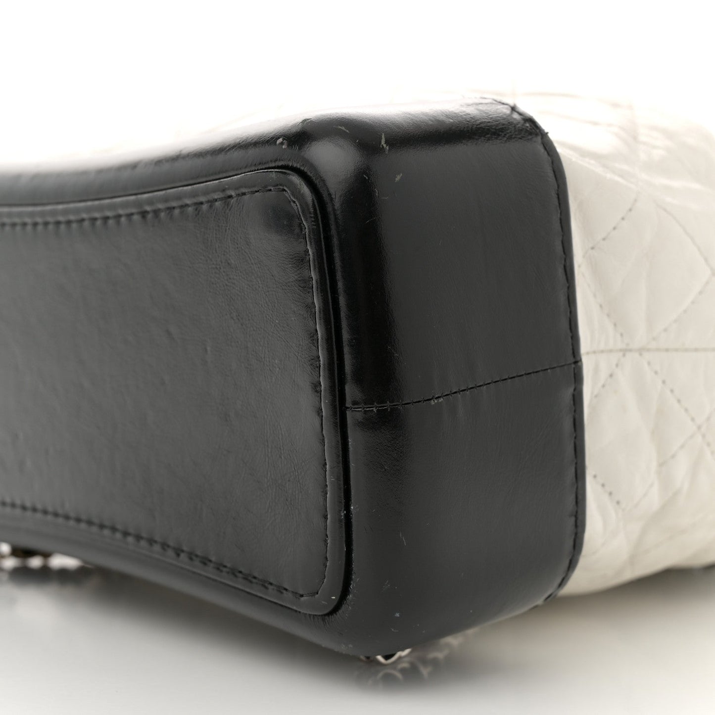 Aged Calfskin Quilted Gabrielle Backpack Black White