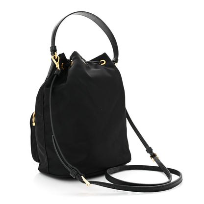 Prada Saffiano Tessuto Nylon Mini Bucket Crossbody Bag Black 3 of 10