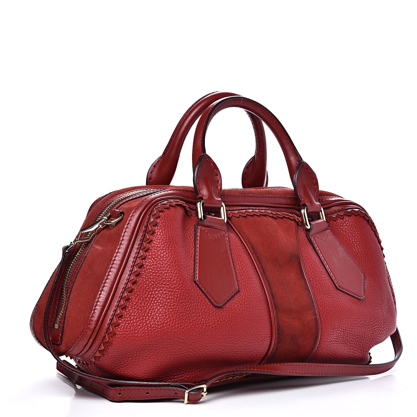 Grainy Calfskin Suede Prorsum Tassel Satchel Red