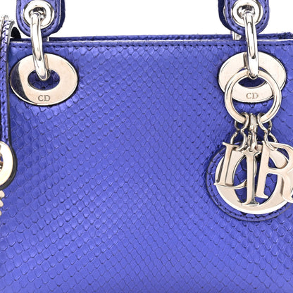 Christian Dior Metallic Snakeskin Mini Lady Dior Purple 7 of 13