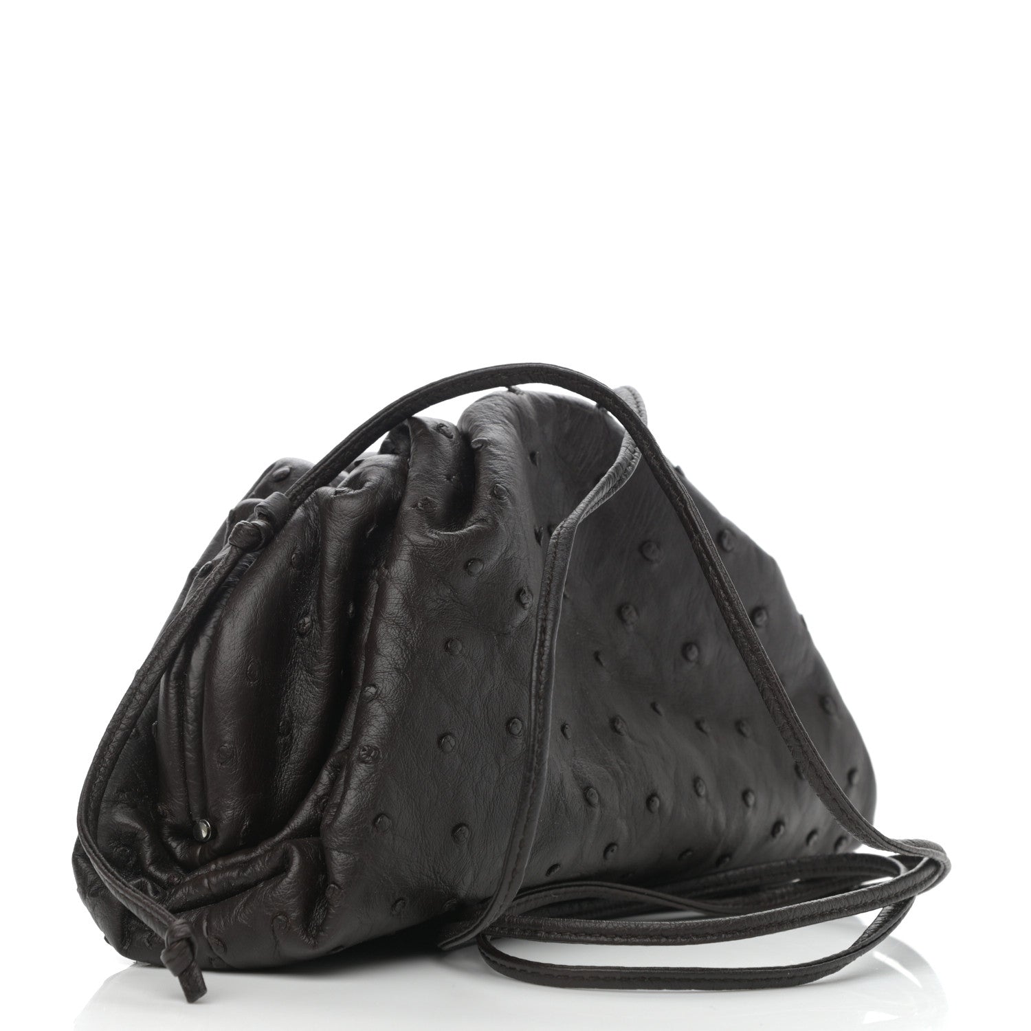 Bottega Veneta Ostrich The Mini Pouch Fondente 1116879 – FASHIONPHILE