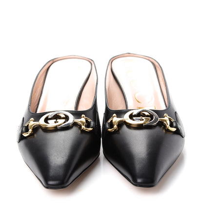 Gucci Malaga Kid Zumi Low Heel Mules 38 Black 2 of 11