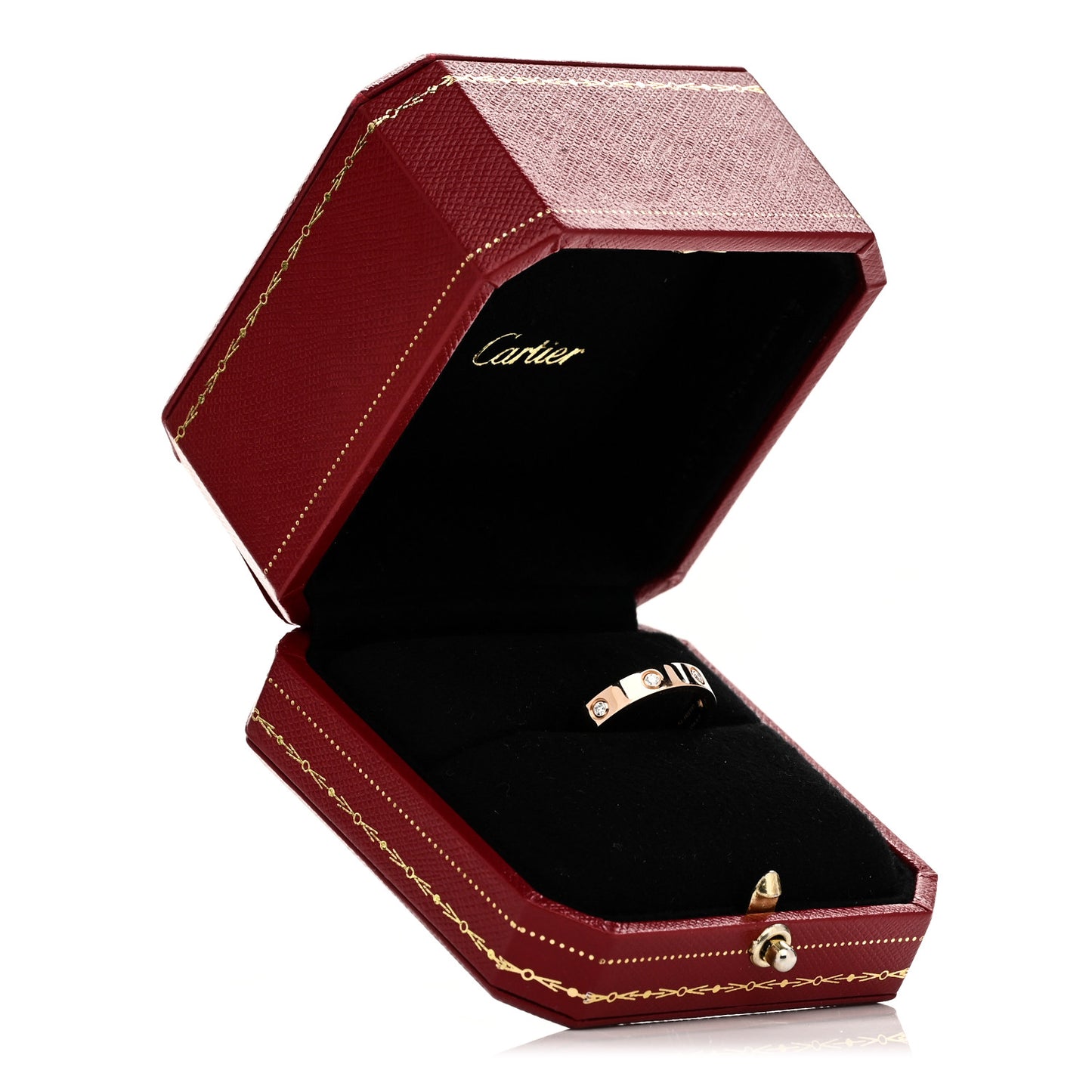 18K Pink Gold 8 Diamond 4mm LOVE Wedding Band Ring  57 8