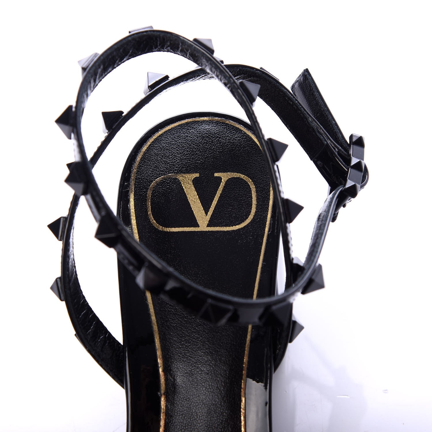 Valentino Garavani Patent Rockstud Block Ankle Strap 60mm Sandals 37.5 Black 8 of 9