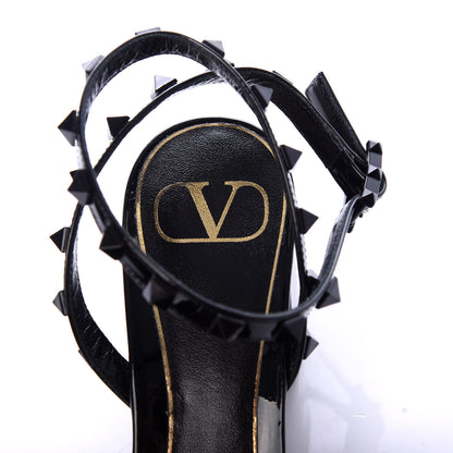 Valentino Garavani Patent Rockstud Block Ankle Strap 60mm Sandals 37.5 Black 8 of 9